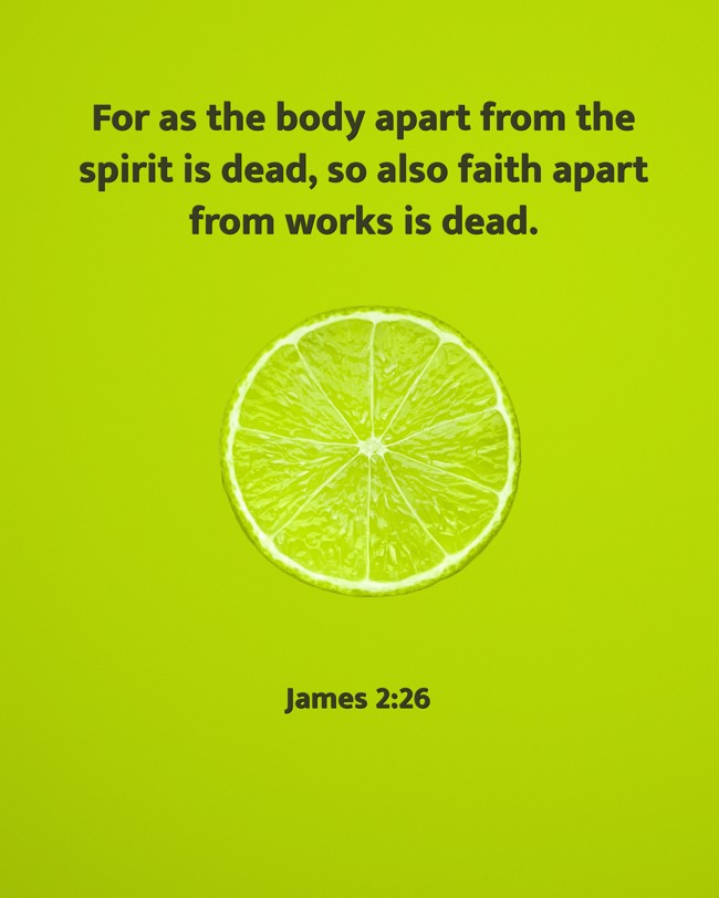 For as the body apart from the spirit is dead, so also faith apart from works is dead. - James 2:26