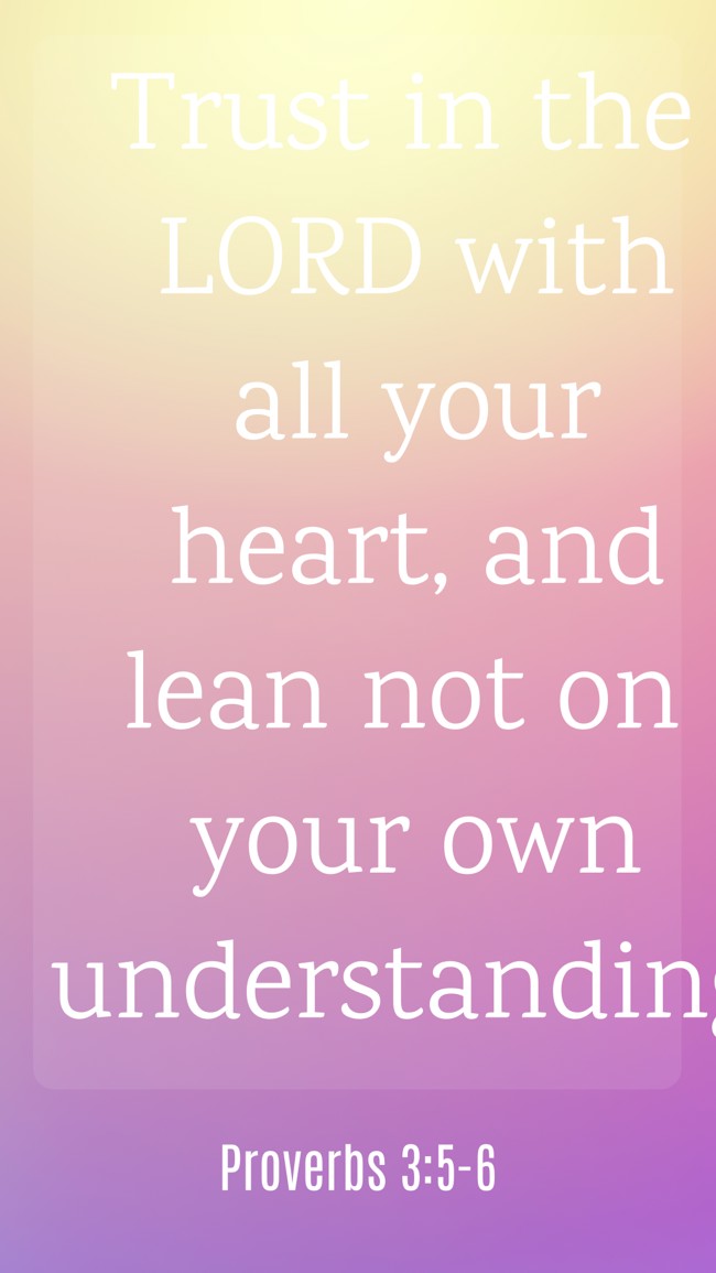 Trust in the LORD with all your heart, and lean not on your own understanding. - Proverbs 3:5-6