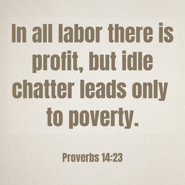In all labor there is profit, but idle chatter leads only to poverty. - Proverbs 14:23