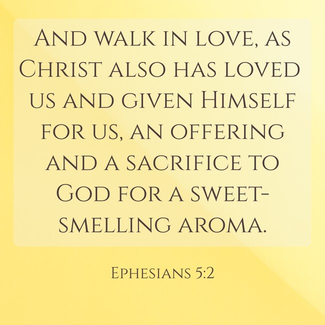 And walk in love, as Christ also has loved us and given Himself for us, an offering and a sacrifice to God for a sweet-smelling aroma. - Ephesians 5:2