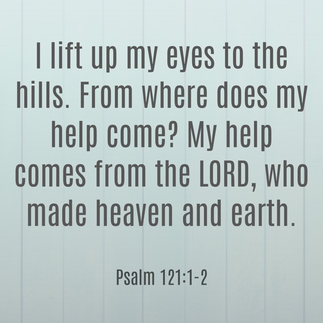 I lift up my eyes to the hills. From where does my help come? My help comes from the LORD, who made heaven and earth. - Psalm 121:1-2