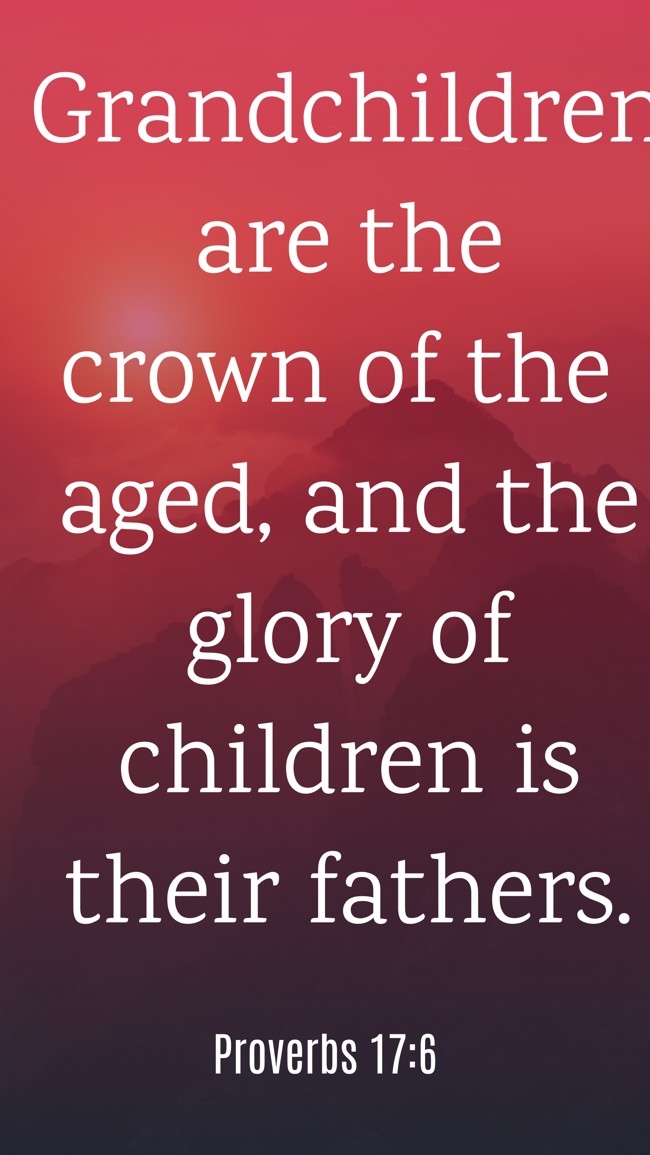 Grandchildren are the crown of the aged, and the glory of children is their fathers. - Proverbs 17:6