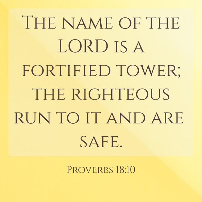 The name of the LORD is a fortified tower; the righteous run to it and are safe. - Proverbs 18:10