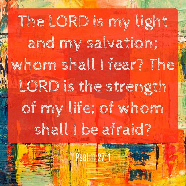 The LORD is my light and my salvation; whom shall I fear? The LORD is the strength of my life; of whom shall I be afraid? - Psalm 27:1
