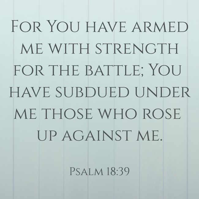 For You have armed me with strength for the battle; You have subdued under me those who rose up against me. - Psalm 18:39