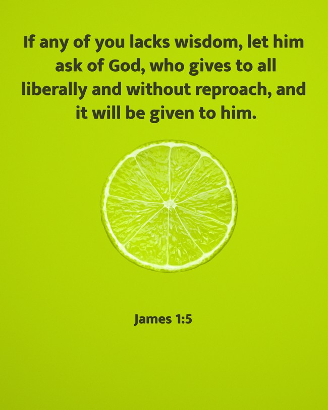 If any of you lacks wisdom, let him ask of God, who gives to all liberally and without reproach, and it will be given to him. - James 1:5