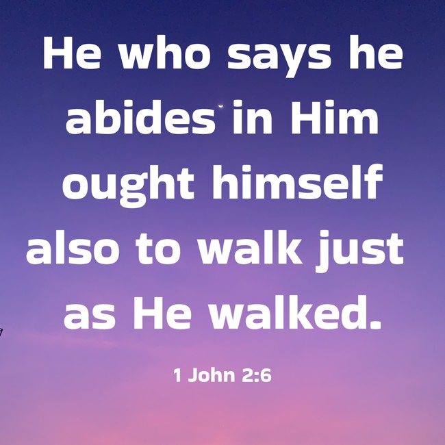 He who says he abides in Him ought himself also to walk just as He walked. - 1 John 2:6