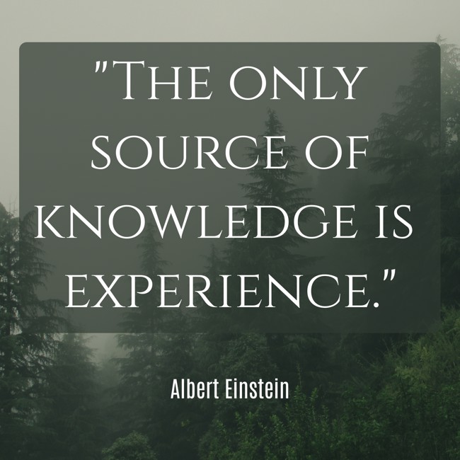 The only source of knowledge is experience. - Albert Einstein