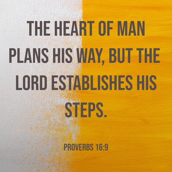 The heart of man plans his way, but the LORD establishes his steps. - Proverbs 16:9
