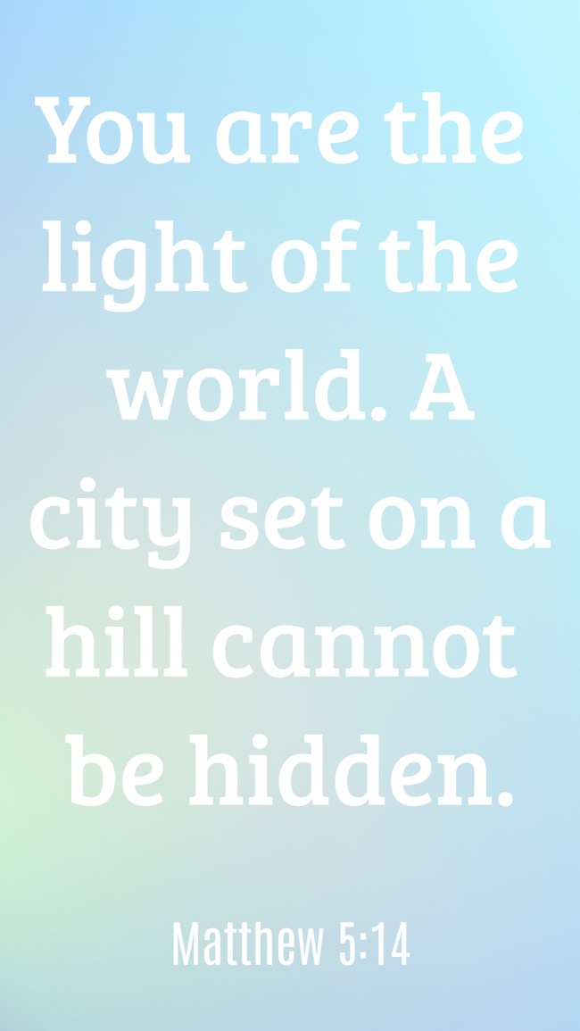 You are the light of the world. A city set on a hill cannot be hidden. - Matthew 5:14