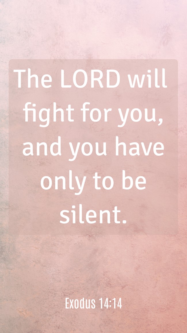 The LORD will fight for you, and you have only to be silent. - Exodus 14:14