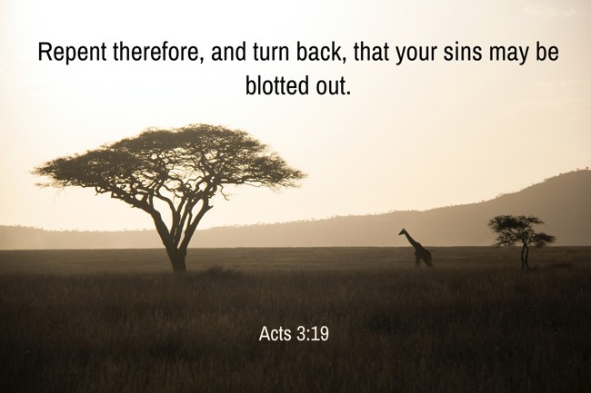 Repent therefore, and turn back, that your sins may be blotted out. - Acts 3:19