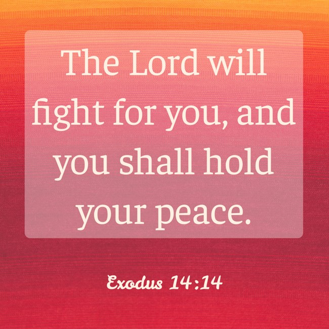 The Lord will fight for you, and you shall hold your peace. - Exodus 14:14