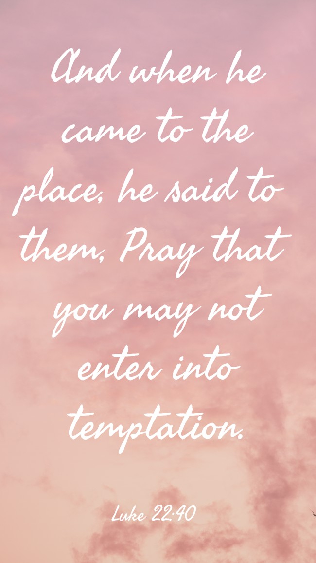  And when he came to the place, he said to them, Pray that you may not enter into temptation.   - Luke 22:40 