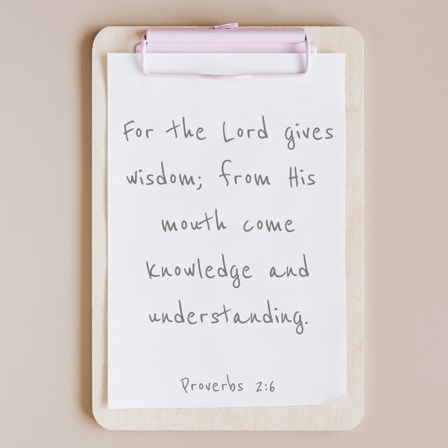 For the Lord gives wisdom; from His mouth come knowledge and understanding. - Proverbs 2:6