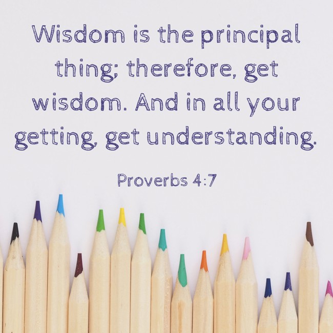 Wisdom is the principal thing; therefore, get wisdom. And in all your getting, get understanding. - Proverbs 4:7