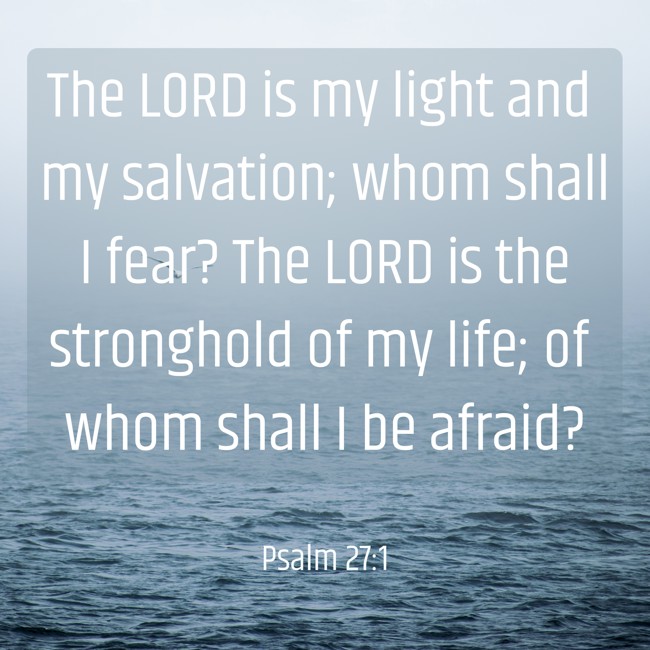 The LORD is my light and my salvation; whom shall I fear? The LORD is the stronghold of my life; of whom shall I be afraid? - Psalm 27:1