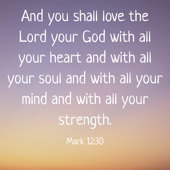 And you shall love the Lord your God with all your heart and with all your soul and with all your mind and with all your strength. - Mark 12:30