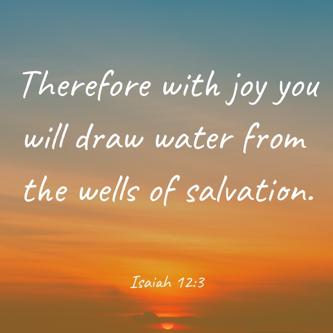Therefore with joy you will draw water from the wells of salvation. - Isaiah 12:3