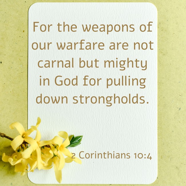 For the weapons of our warfare are not carnal but mighty in God for pulling down strongholds. - 2 Corinthians 10:4