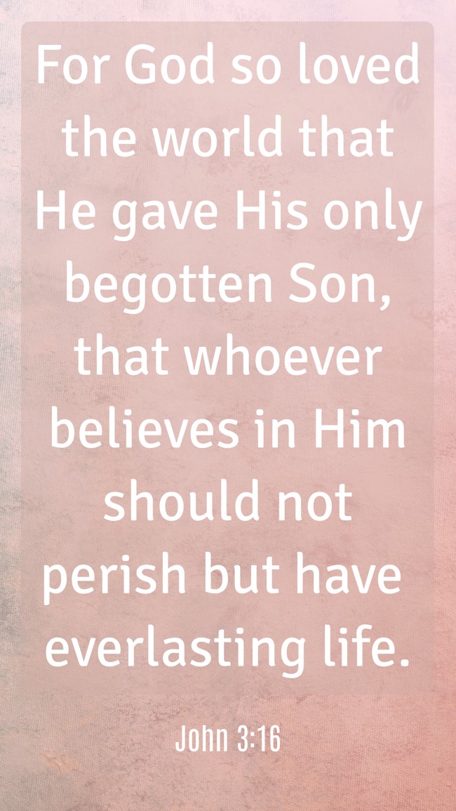 For God so loved the world that He gave His only begotten Son, that whoever believes in Him should not perish but have everlasting life. - John 3:16