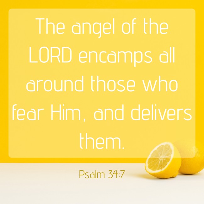 The angel of the LORD encamps all around those who fear Him, and delivers them. - Psalm 34:7