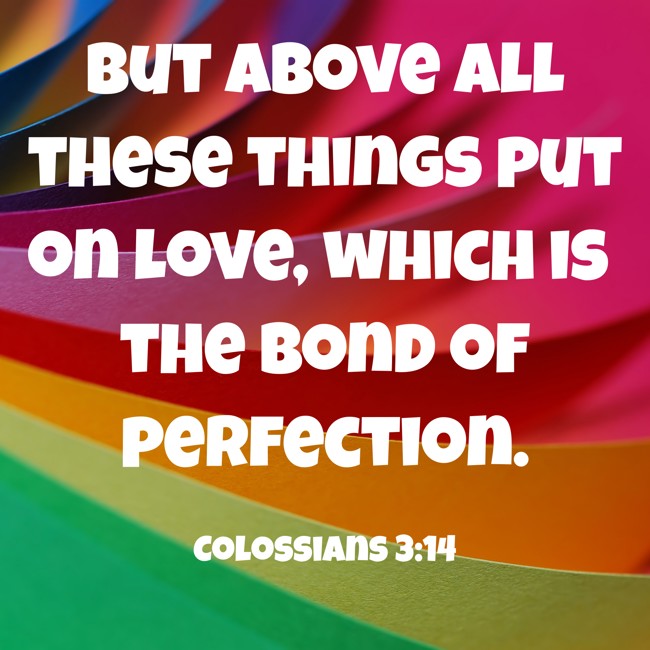 But above all these things put on love, which is the bond of perfection. - Colossians 3:14