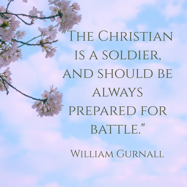 The Christian is a soldier, and should be always prepared for battle. - William Gurnall