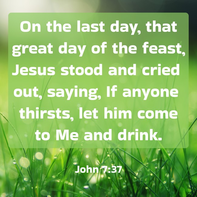 On the last day, that great day of the feast, Jesus stood and cried out, saying, If anyone thirsts, let him come to Me and drink. - John 7:37