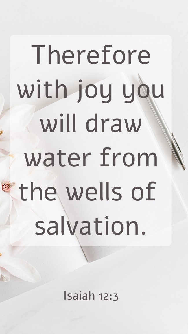 Therefore with joy you will draw water from the wells of salvation. - Isaiah 12:3