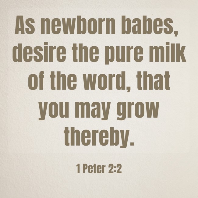 As newborn babes, desire the pure milk of the word, that you may grow thereby. - 1 Peter 2:2