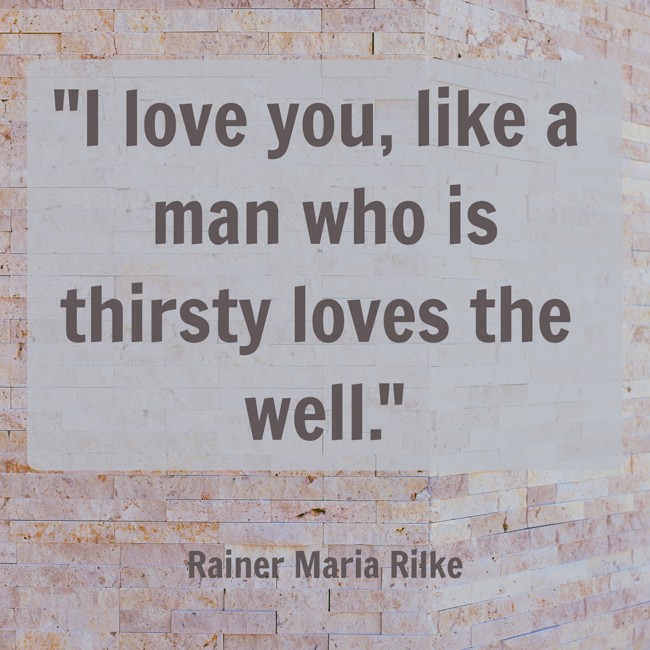 I love you, like a man who is thirsty loves the well. - Rainer Maria Rilke