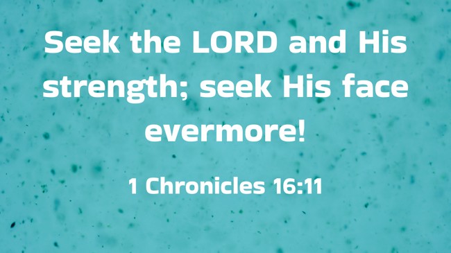 Seek the LORD and His strength; seek His face evermore! - 1 Chronicles 16:11