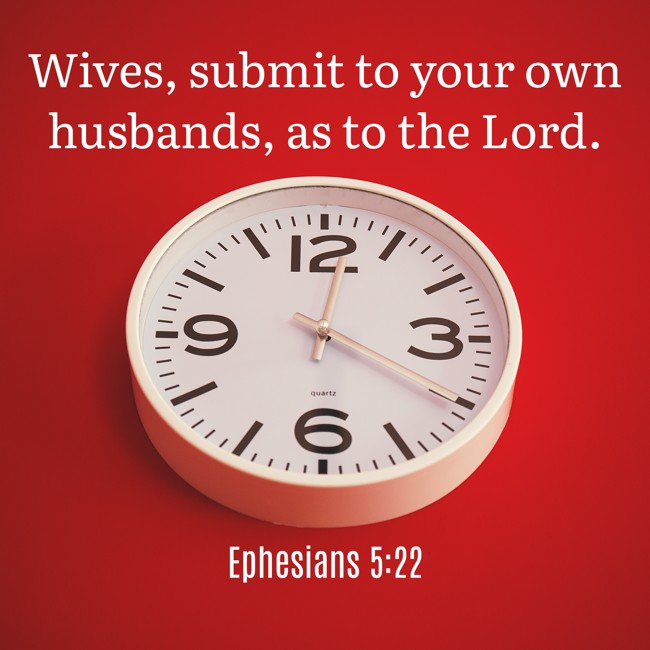  Wives, submit to your own husbands, as to the Lord.   - Ephesians 5:22 