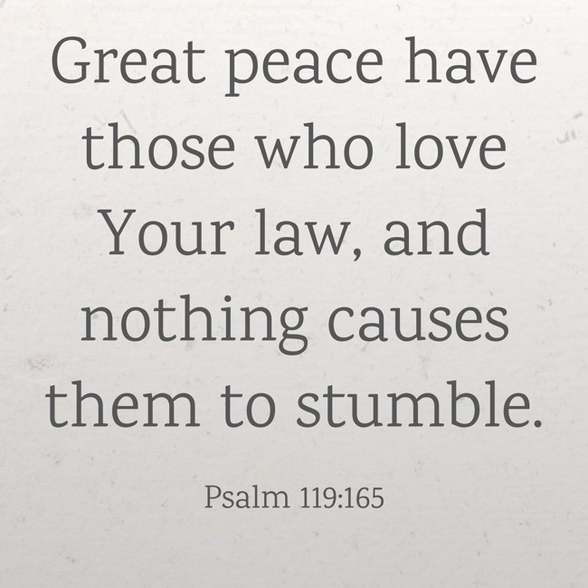 Great peace have those who love Your law, and nothing causes them to stumble. - Psalm 119:165