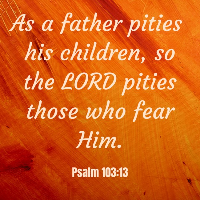 As a father pities his children, so the LORD pities those who fear Him. - Psalm 103:13