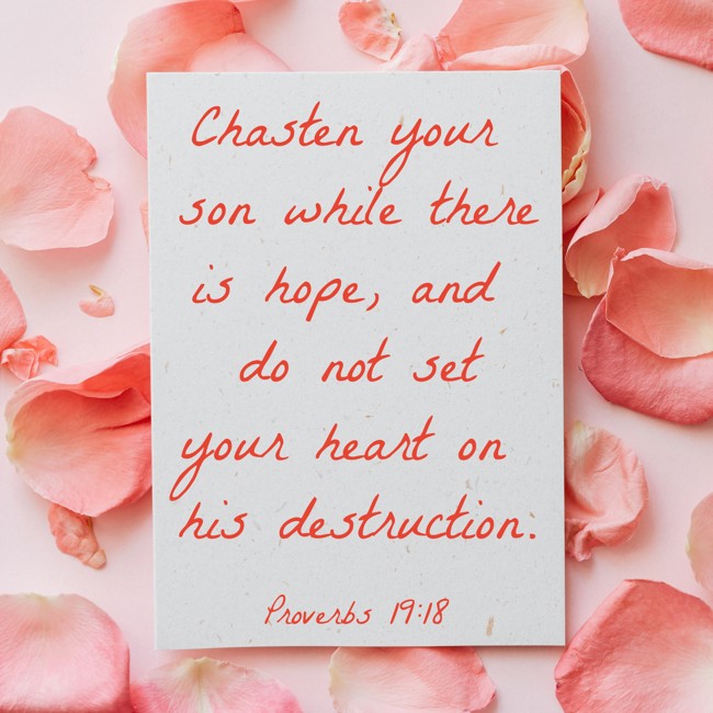 Chasten your son while there is hope, and do not set your heart on his destruction. - Proverbs 19:18