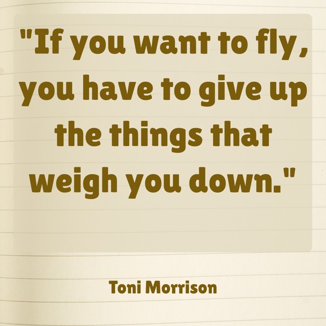 If you want to fly, you have to give up the things that weigh you down. - Toni Morrison