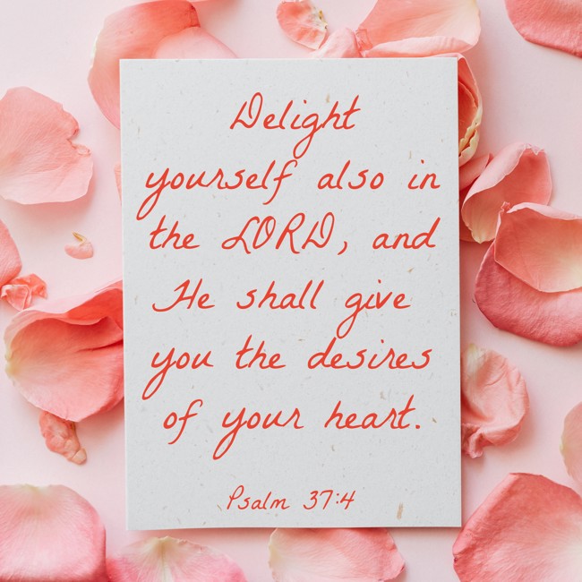 Delight yourself also in the LORD, and He shall give you the desires of your heart. - Psalm 37:4
