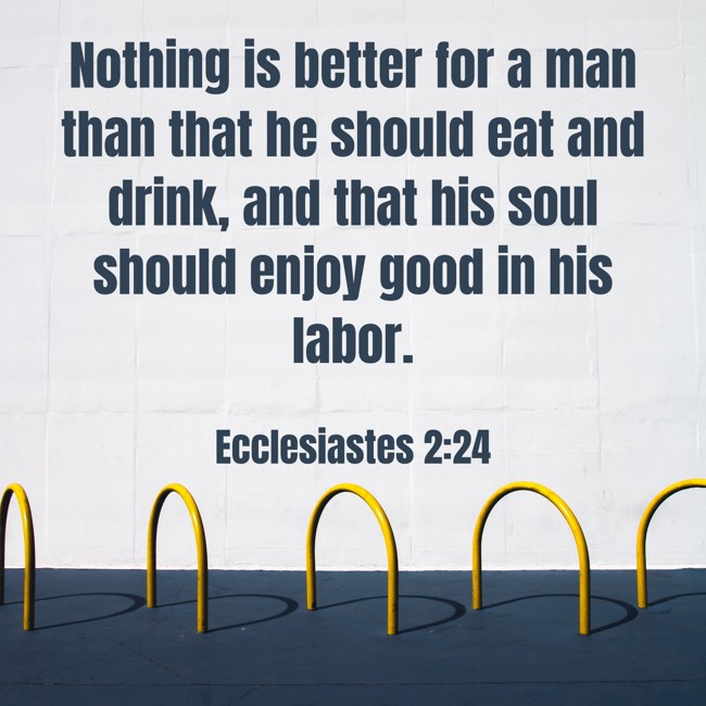 Nothing is better for a man than that he should eat and drink, and that his soul should enjoy good in his labor. - Ecclesiastes 2:24