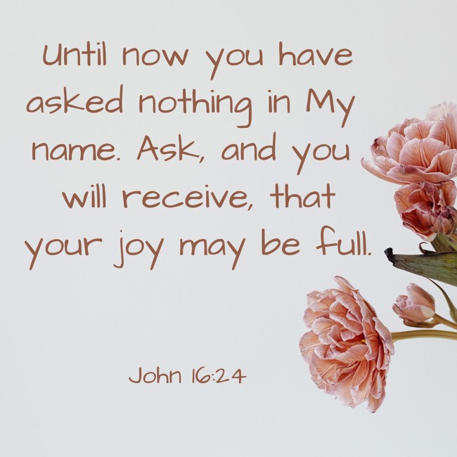 Until now you have asked nothing in My name. Ask, and you will receive, that your joy may be full. - John 16:24
