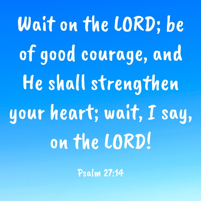 Wait on the LORD; be of good courage, and He shall strengthen your heart; wait, I say, on the LORD! - Psalm 27:14