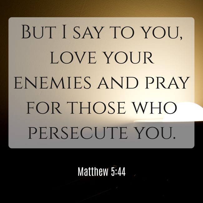  But I say to you, love your enemies and pray for those who persecute you.   - Matthew 5:44 