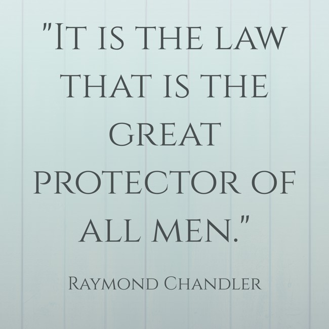 It is the law that is the great protector of all men. - Raymond Chandler