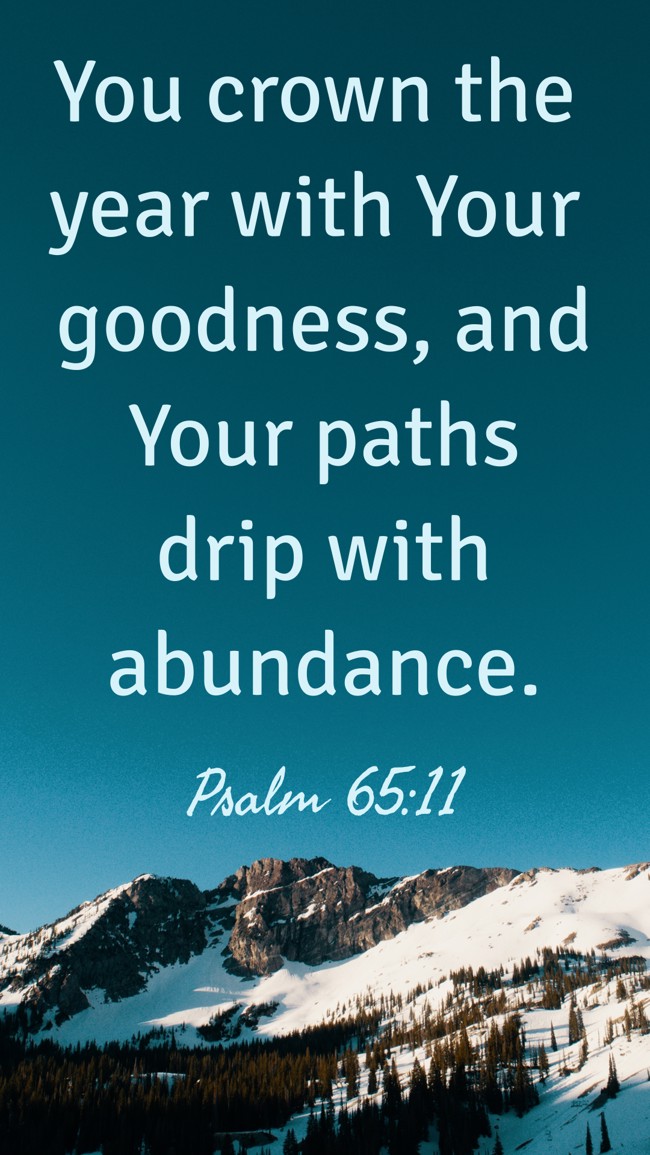 You crown the year with Your goodness, and Your paths drip with abundance. - Psalm 65:11