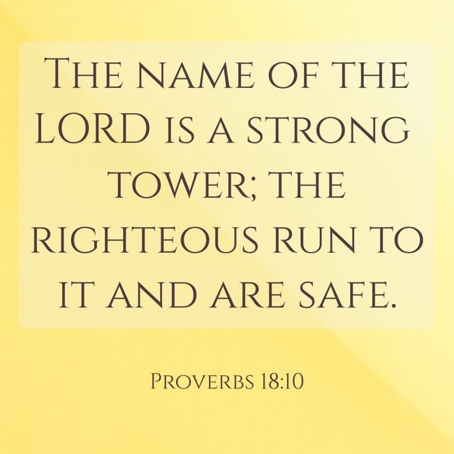 The name of the LORD is a strong tower; the righteous run to it and are safe. - Proverbs 18:10