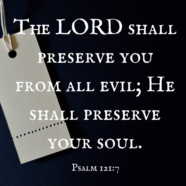 The LORD shall preserve you from all evil; He shall preserve your soul. - Psalm 121:7