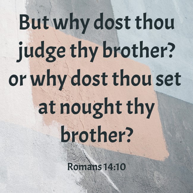 But why dost thou judge thy brother? or why dost thou set at nought thy brother? - Romans 14:10