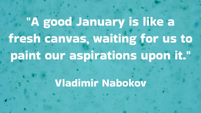 A good January is like a fresh canvas, waiting for us to paint our aspirations upon it. - Vladimir Nabokov
