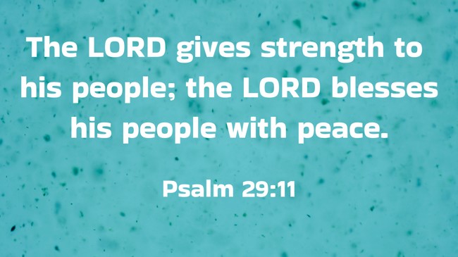 The LORD gives strength to his people; the LORD blesses his people with peace. - Psalm 29:11